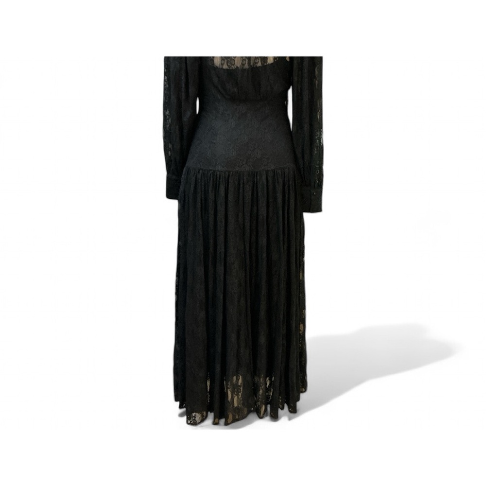 NWT sexy gown MAD FOR LOVE button-up black lace dress long sleeve sheer XS tag:S - Picture 8 of 14